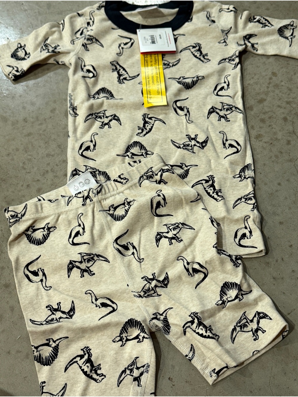 Kids Beige Dinosaur Print Pajama Set - Brand: